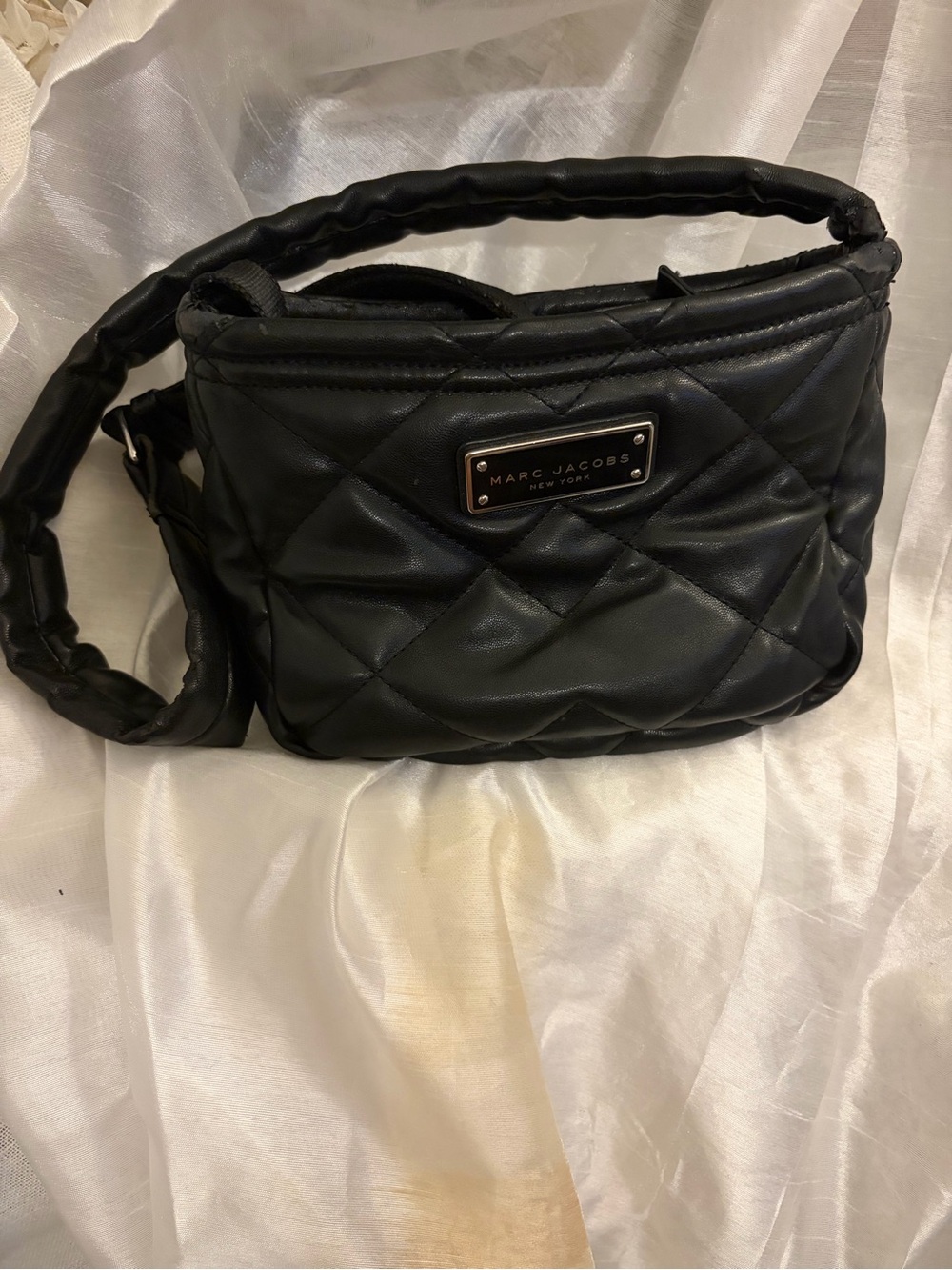 Marc Jacobs Black Quilted Leather Crossbody with Branded Plaque